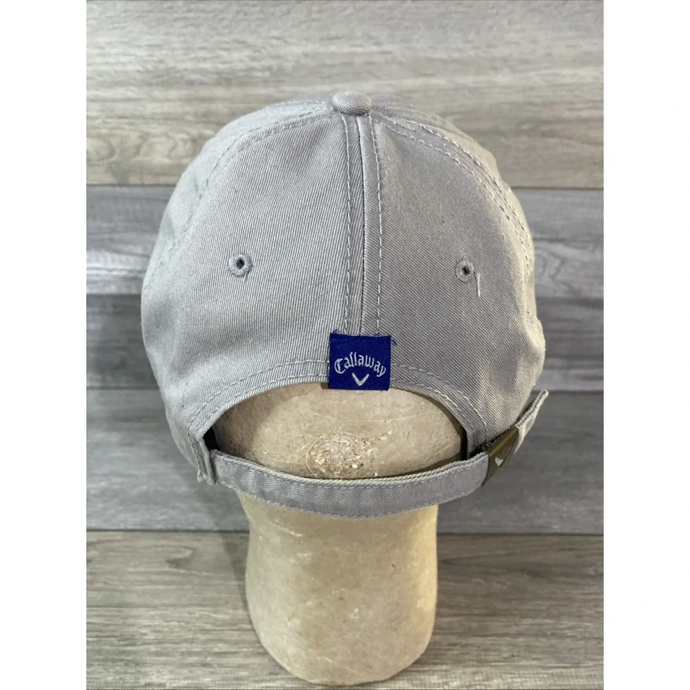 Callaway Golf Hat Mens Gray Blue Embroidered‎ Logo Adjustable Strapback Cap (BD)